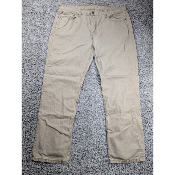 Levis Jeans Mens 40x32 Beige Distressed Medium Wash Denim 514 Straight Leg Pants - Picture 3 of 10